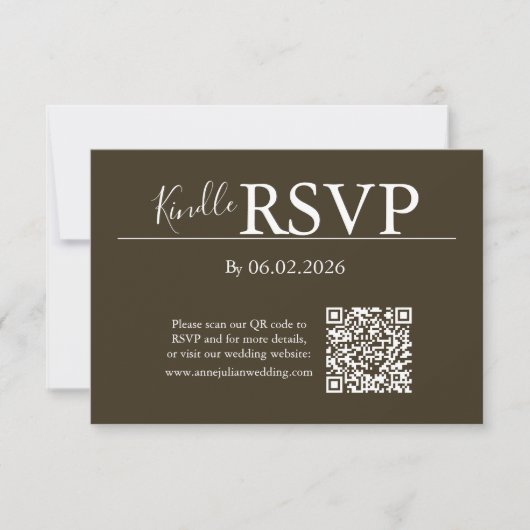 Brown RSVP QR Code Card for Modern Wedding Karte (Vorderseite)