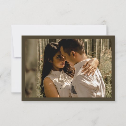 Brown RSVP QR Code Card for Modern Wedding Karte (Rückseite)