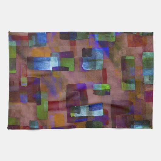 Brown Rust Blue Green Geschirrtuch (Horizontal)