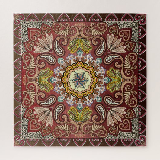 Brown Rust Yellow Tan Paisley Bandana Muster Puzzle (Vertikal)