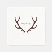 Brown Rustic Antlers Woodsy Wedding Party Serviette (Vorderseite)
