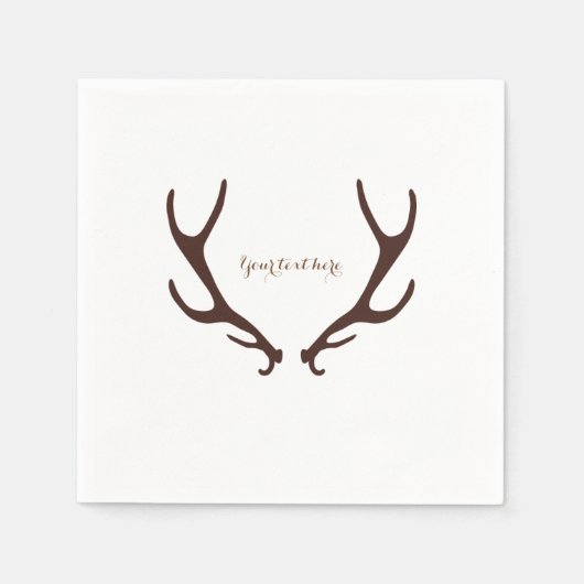 Brown Rustic Antlers Woodsy Wedding Party Serviette (Vorderseite)