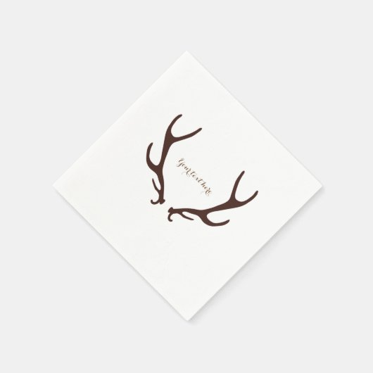 Brown Rustic Antlers Woodsy Wedding Party Serviette (Ecke)