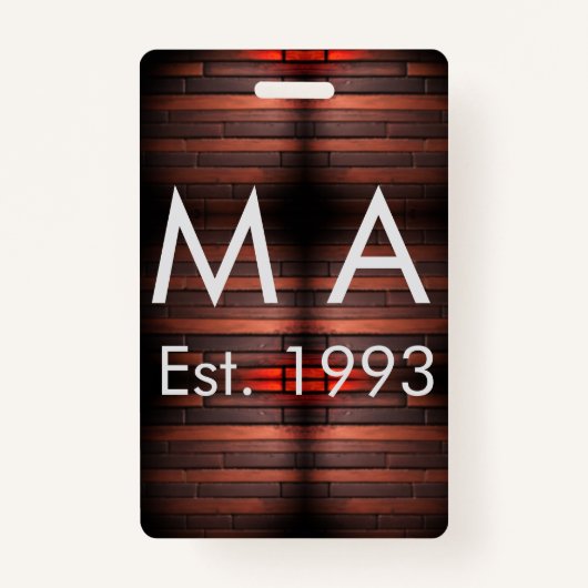 Brown rustic brick stone add name letter year date ausweis (Vorderseite)