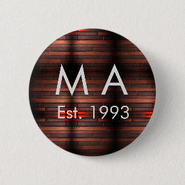 Brown rustic brick stone add name letter year date button