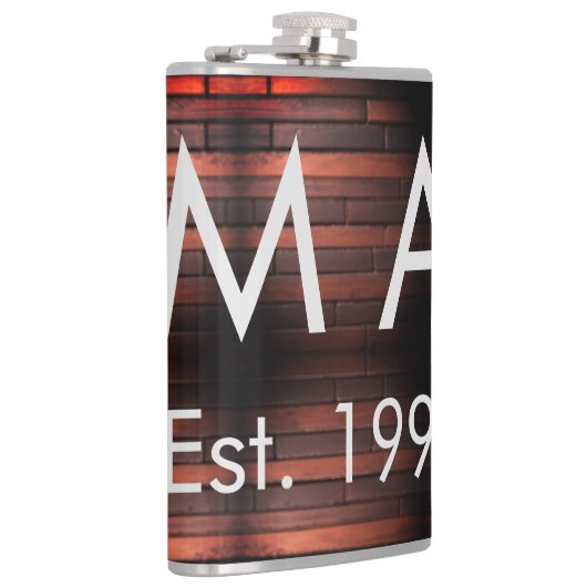 Brown rustic brick stone add name letter year date flachmann (Rechts)