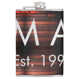 Brown rustic brick stone add name letter year date flachmann