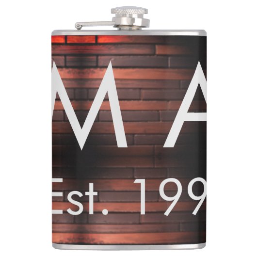 Brown rustic brick stone add name letter year date flachmann (Vorderseite)