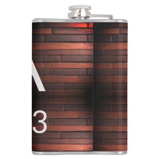 Brown rustic brick stone add name letter year date flachmann (Rückseite)