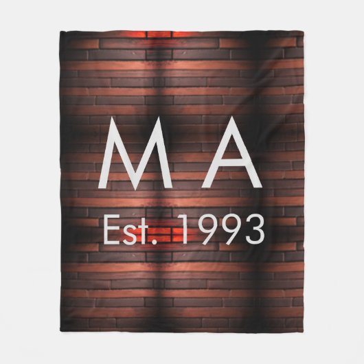 Brown rustic brick stone add name letter year date fleecedecke (Vorderseite)