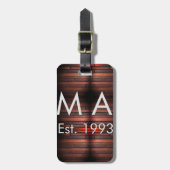 Brown rustic brick stone add name letter year date gepäckanhänger (Vorderseite vertikal)