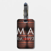 Brown rustic brick stone add name letter year date gepäckanhänger (Rückseite vertikal)