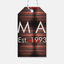 Brown rustic brick stone add name letter year date geschenkanhänger