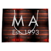 Brown rustic brick stone add name letter year date große geschenktüte (Vorderseite)