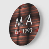 Brown rustic brick stone add name letter year date große wanduhr (Winkel)