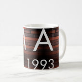 Brown rustic brick stone add name letter year date kaffeetasse (VorderseiteRechts)