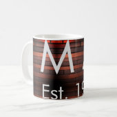 Brown rustic brick stone add name letter year date kaffeetasse (Vorderseite Links)