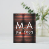 Brown rustic brick stone add name letter year date postkarte (Stehend Vorderseite)