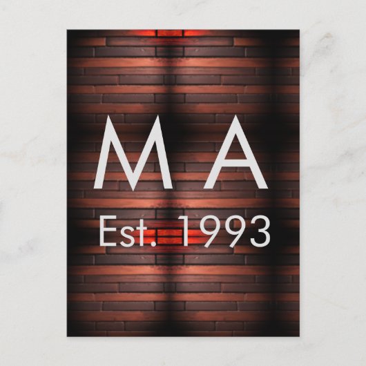 Brown rustic brick stone add name letter year date postkarte (Vorderseite)