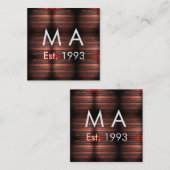 Brown rustic brick stone add name letter year date quadratische visitenkarte (Vorne/Hinten)