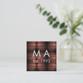 Brown rustic brick stone add name letter year date quadratische visitenkarte (Stehend Vorderseite)