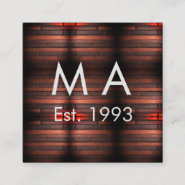 Brown rustic brick stone add name letter year date quadratische visitenkarte