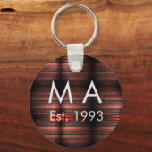 Brown rustic brick stone add name letter year date schlüsselanhänger (Vorderseite)