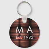 Brown rustic brick stone add name letter year date schlüsselanhänger (Rückseite)