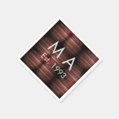 Brown rustic brick stone add name letter year date serviette (Ecke)