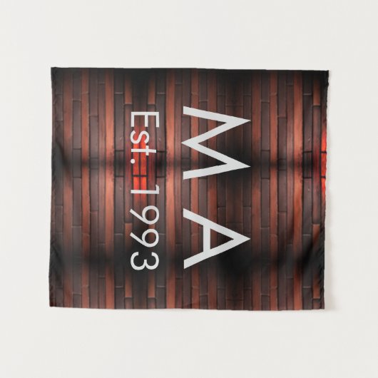 Brown rustic brick stone add name letter year date wandteppich (Vorderseite (Horizontal))