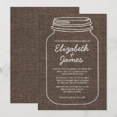 Brown Rustic Burlap Mason Jar Wedding Einladungen (Vorne/Hinten)