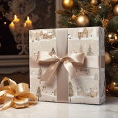 Brown Rustic Christmas Village Geschenkpapier