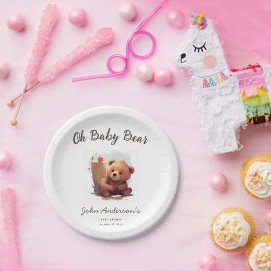 Brown Rustic Cub Bear Baby Dusche Pappteller (Party)