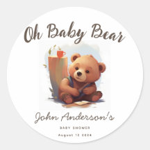 Brown Rustic Cub Bear Baby Dusche