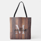 Brown Rustic Farmhouse Style Monogram Script Tasche (Vorderseite)