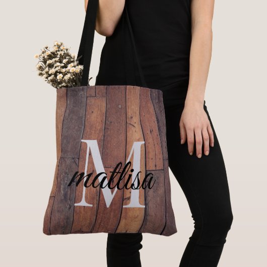 Brown Rustic Farmhouse Style Monogram Script Tasche (Von Nahem)
