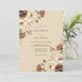 Brown Rustic Floral Wedding Einladung (Stehend Vorderseite)