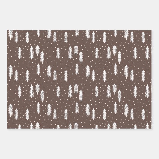 Brown Rustic Holiday Patterns Woods Trees Kariert Geschenkpapier Set (Vorderseite)