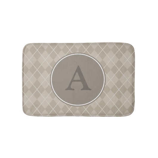 Brown Rustic Monogram Bath Mat Rug Badematte (Vorderseite)