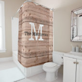 Brown Rustic Pattern Monogram Farmhouse Name Duschvorhang (Beispiel)