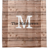 Brown Rustic Pattern Monogram Farmhouse Name Duschvorhang (Vorderseite)