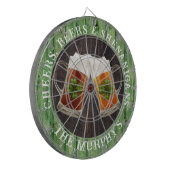 Brown Rustic Wood Cheers Beers Shenanigans Dart Bo Dartscheibe (Vorderseite Links)