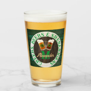 Brown Rustic Wood Cheers Beers Shenanigans Flasche Glas