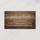 Brown Rustic Wood, Script Wedding Website Details Begleitkarte (Vorderseite)