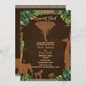 Brown Safari Jungle Zoo Animals Verlobung Dusche Einladung (Vorne/Hinten)