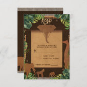 Brown Safari Jungle Zoo Animals Wedding RSVP (Vorne/Hinten)