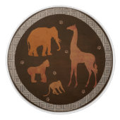 Brown Safari Jungle Zootiere Keramikknauf (Vorderseite)