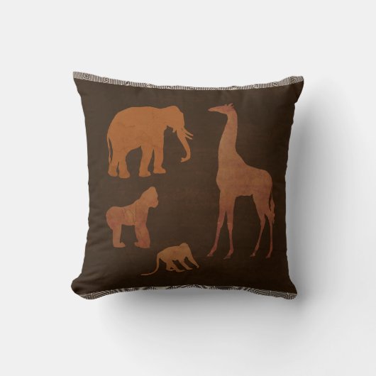 Brown Safari Jungle Zootiere Personalisiert Kissen (Vorderseite)