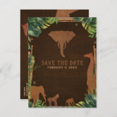 Brown Safari Jungle Zootiere Save the Date Ankündigungspostkarte (Vorne/Hinten)