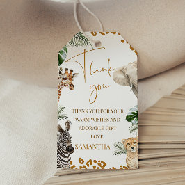 Brown Safari Wild One Baby Shower Thank You Card Geschenkanhänger